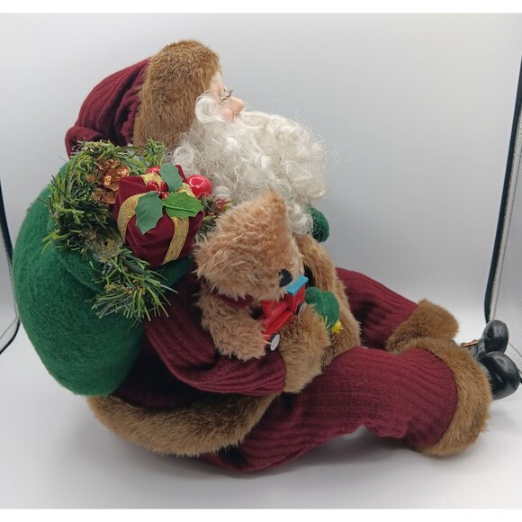 VTG Santa Claus Figurine Doll Plush Jolly Shelf Sitter Xmas Holiday Decor 14.5" - Picture 6 of 12